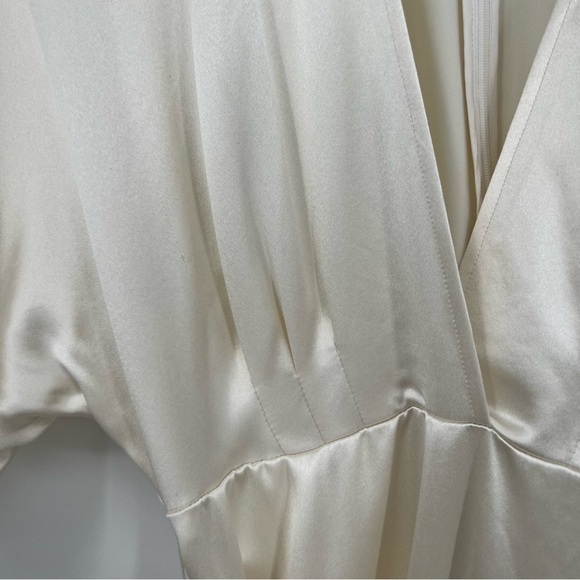 Hedi Silk Dress CREAM SILK MIDI WEDDING DRESS IVORY CREAM WRAP DRESS SIZE 4 - Picture 6 of 6
